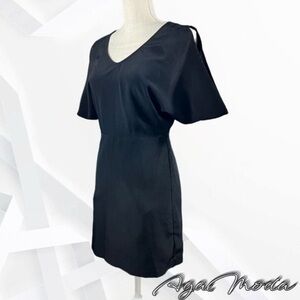 Bcbgeneration Black Mini Up Side Down Sleeves Structured Dress With Back Cut Out